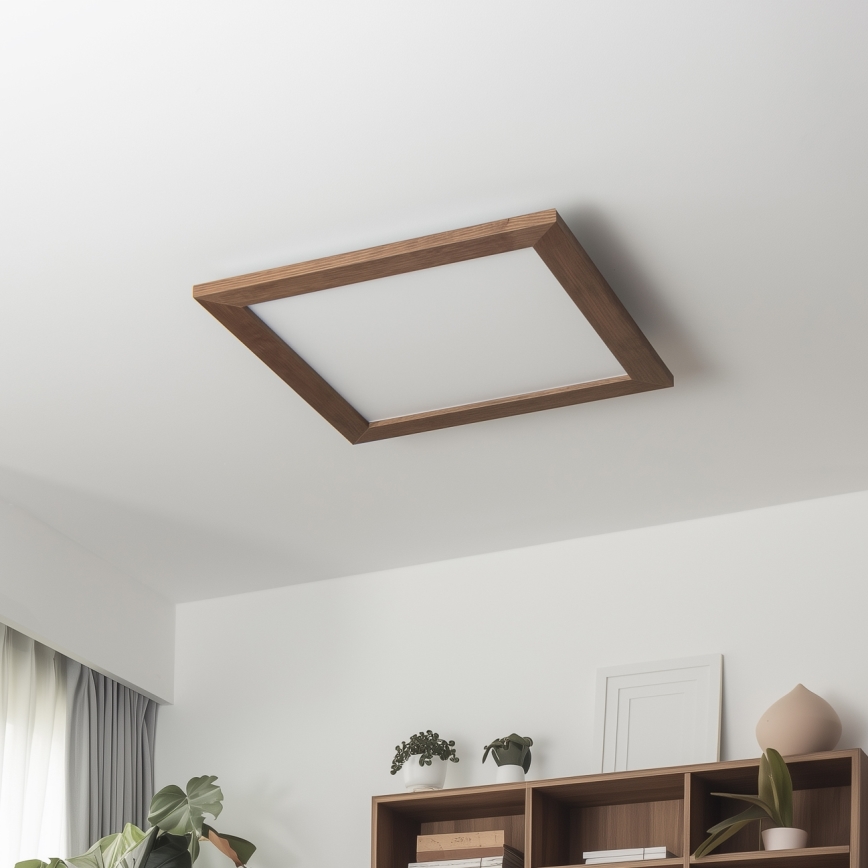 Brilagi - LED Stmievateľné stropné svietidlo SLIMFRAME WOOD LED/36W/230V 49,5x49,5 cm 3000–6000K tmavohnedé + diaľkové ovládanie