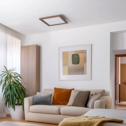 Brilagi - LED Stmievateľné stropné svietidlo SLIMFRAME WOOD LED/36W/230V 49,5x49,5 cm 3000–6000K tmavohnedé + diaľkové ovládanie