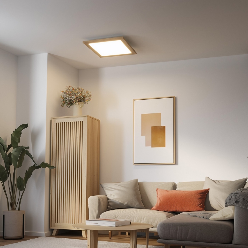 Brilagi - LED stmievateľné stropné svietidlo SLIMFRAME WOOD LED/36W/230V 49,5x49,5 cm 3000-6000K hnedé + diaľkové ovládanie