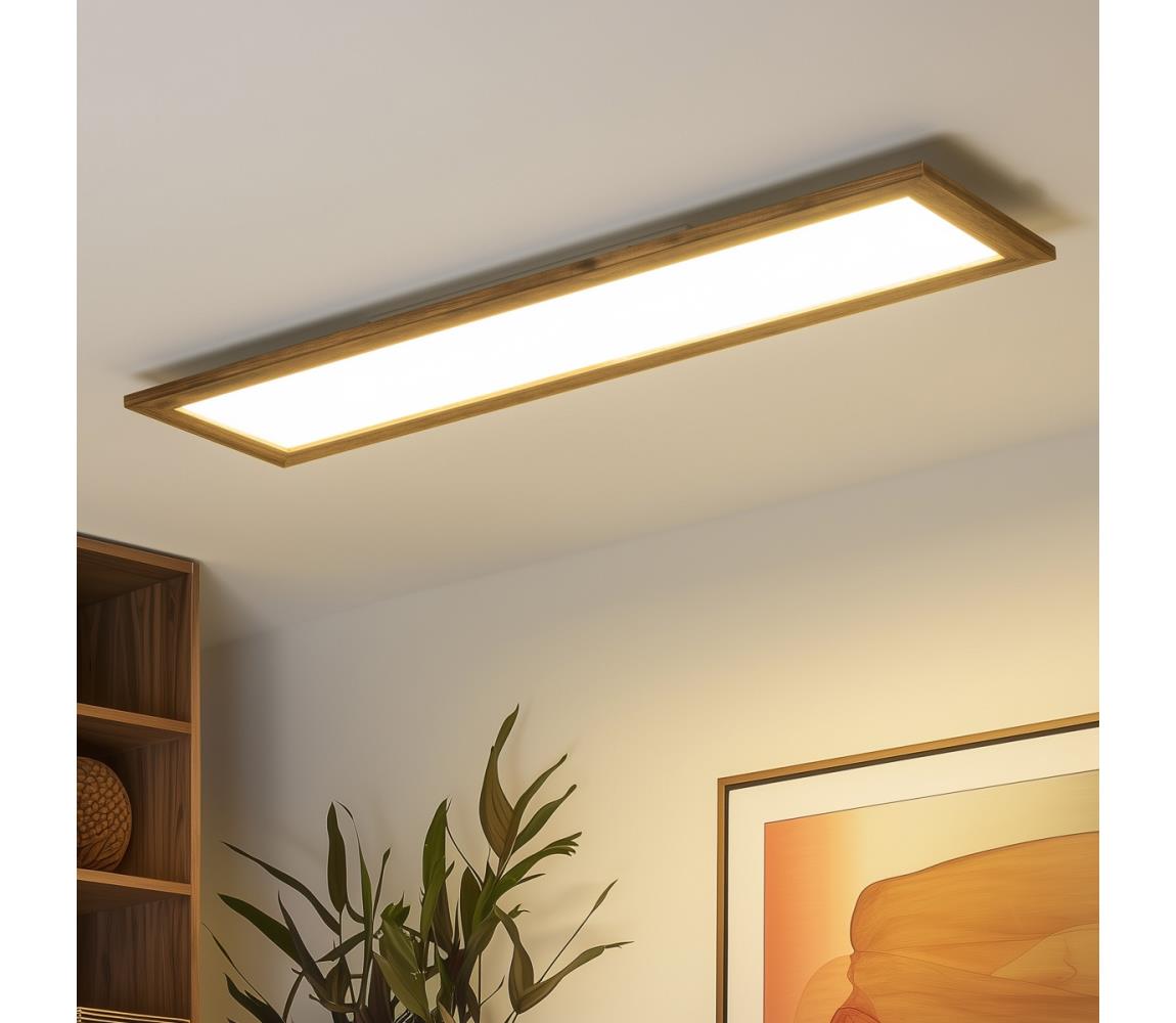 Brilagi - LED stmievateľné svietidlo SLIMFRAME WOOD LED/58W/230V 124x33,7 cm + diaľkové ovládanie BG1548+EG99434