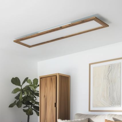 Brilagi - LED Stmievateľné stropné svietidlo SLIMFRAME WOOD LED/58W/230V 124x33,7 cm 3000-6000K hnedá + diaľkové ovládanie