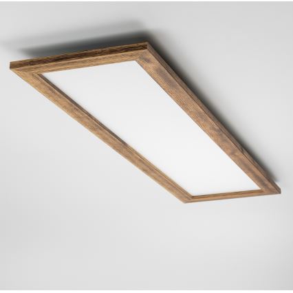 Brilagi - LED Stmievateľné stropné svietidlo SLIMFRAME WOOD LED/58W/230V 124x33,7 cm 3000-6000K hnedá + diaľkové ovládanie