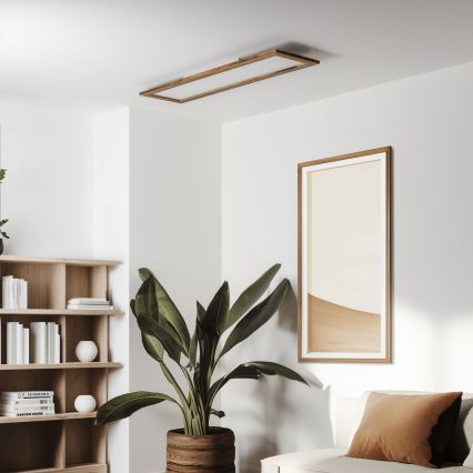 Brilagi - LED Stmievateľné stropné svietidlo SLIMFRAME WOOD LED/58W/230V 124x33,7 cm 3000-6000K hnedá + diaľkové ovládanie