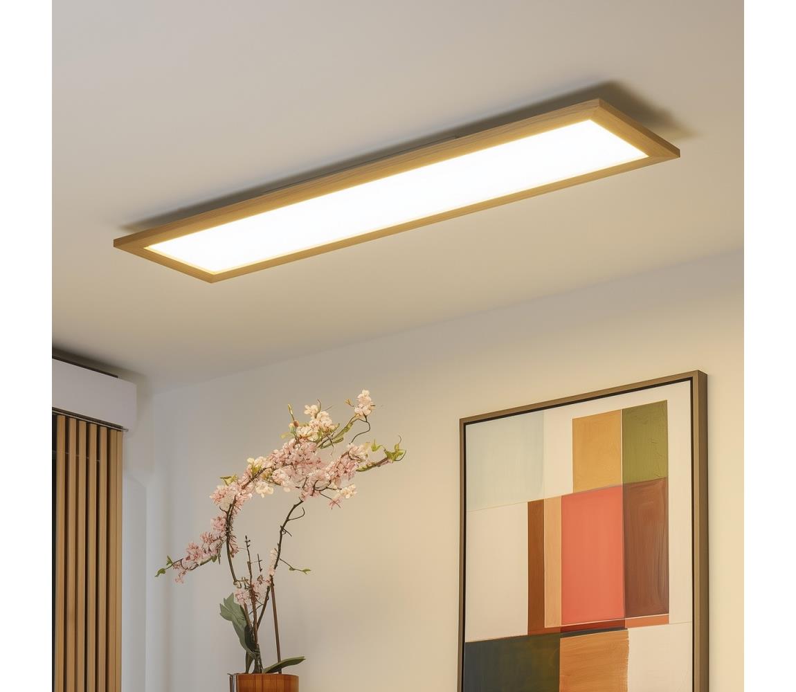 Brilagi - LED stmievateľné svietidlo SLIMFRAME WOOD LED/58W/230V 124x34 cm + diaľkové ovládanie BG1548+EG99424