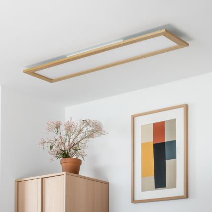 Brilagi - LED stmievateľné stropné svietidlo SLIMFRAME WOOD LED/58W/230V 124x34 cm 3000-6000K hnedé + diaľkové ovládanie