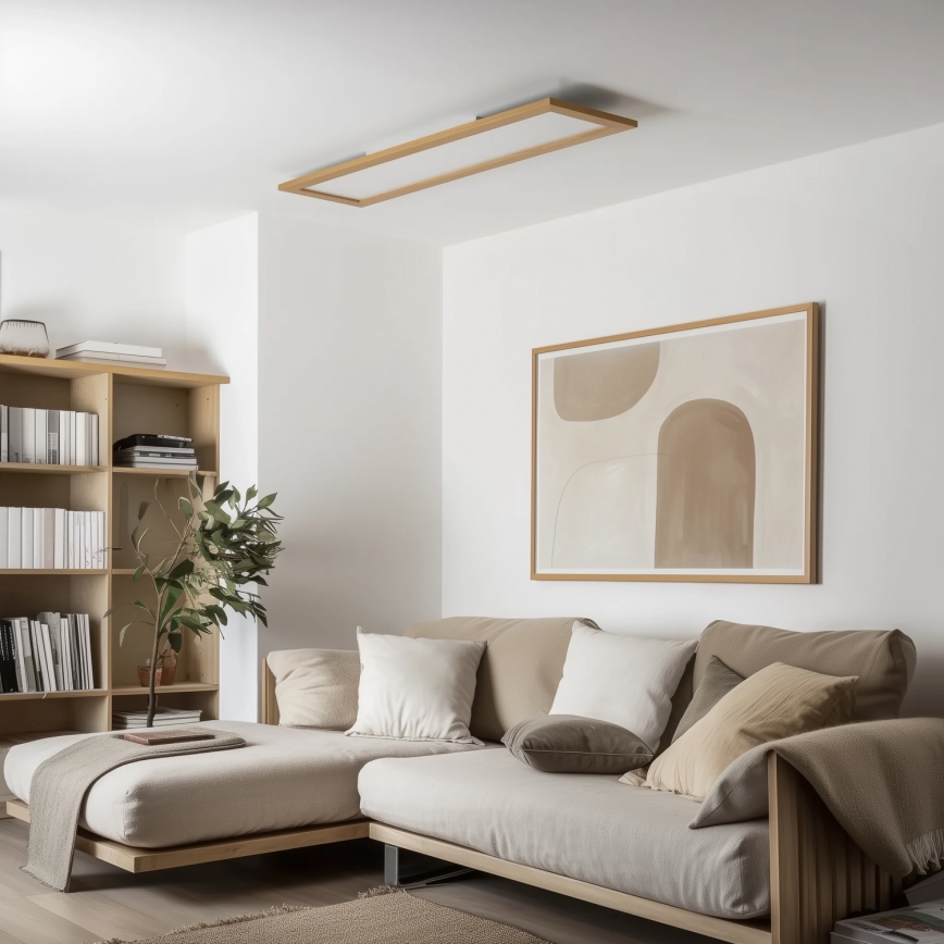 Brilagi - LED stmievateľné stropné svietidlo SLIMFRAME WOOD LED/58W/230V 124x34 cm 3000-6000K hnedé + diaľkové ovládanie