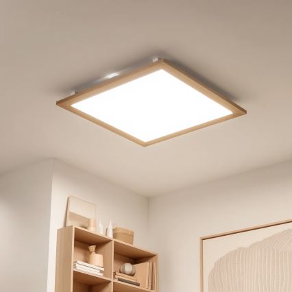 Brilagi - LED Stmievateľné stropné svietidlo SLIMFRAME WOOD LED/58W/230V 64x64 cm 3000-6000K hnedá + diaľkové ovládanie