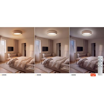 Brilagi - LED stmievateľné stropné svietidlo VELVET SMARTIX STARS LED/36W/230V 3000-6000K priemer 55 cm béžová Wi-Fi Tuya Beacon + diaľkové ovládanie