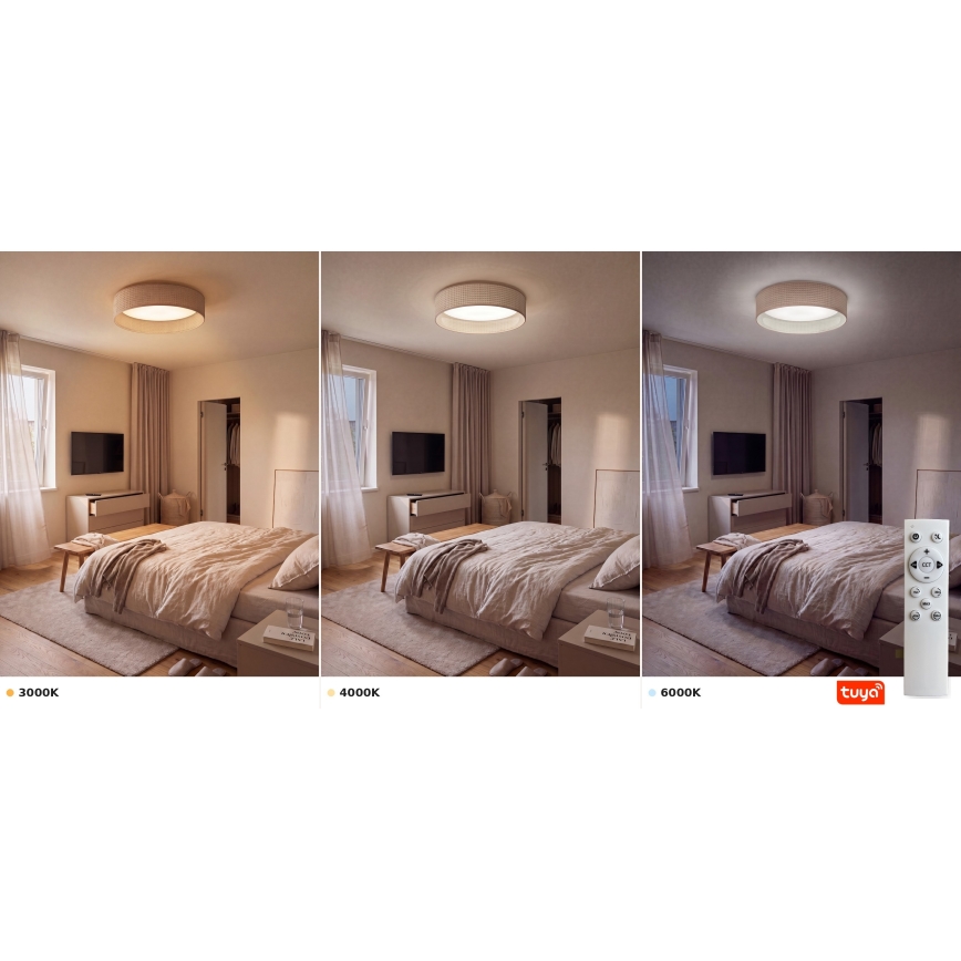 Brilagi - LED stmievateľné stropné svietidlo VELVET SMARTIX STARS LED/36W/230V 3000-6000K priemer 55 cm béžová Wi-Fi Tuya Beacon + diaľkové ovládanie