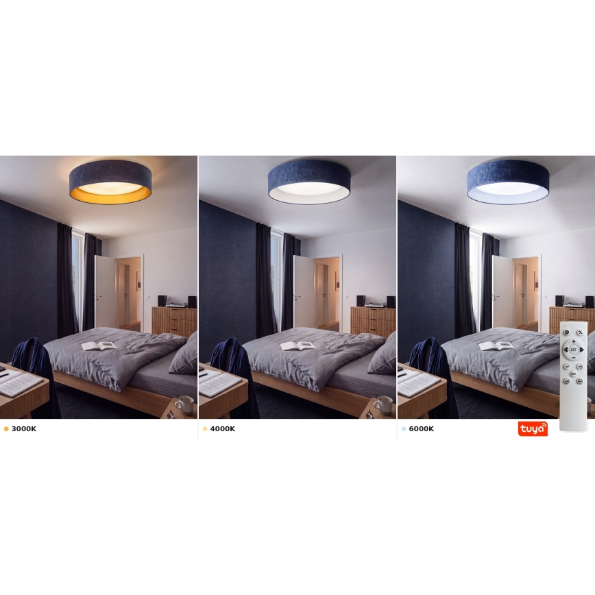 Brilagi - stmievateľné LED stropné svietidlo VELVET SMARTIX LED/24W/230V 3000-6000K pr. 45 cm modrá Wi-Fi Tuya Beacon + diaľkové ovládanie