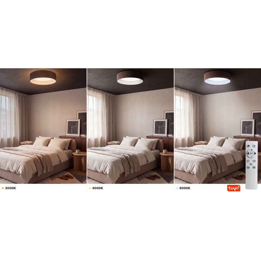 Brilagi - LED stmievateľné stropné svietidlo VELVET SMARTIX LED/24W/230V 3000-6000K pr. 45 cm hnedé Wi-Fi Tuya Beacon + diaľkové ovládanie