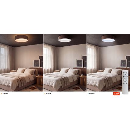 Brilagi - LED stmievateľné stropné svietidlo VELVET SMARTIX LED/36W/230V 3000-6000K priemer 55 cm hnedá Wi-Fi Tuya Beacon + diaľkové ovládanie