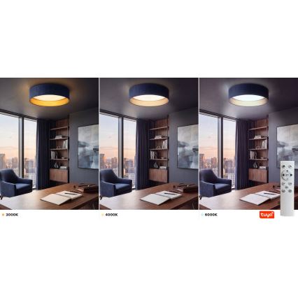 Brilagi - LED stmievateľné stropné svietidlo VELVET SMARTIX LED/36W/230V 3000-6000K priemer 55 cm modrá/zlatá Wi-Fi Tuya Beacon + diaľkové ovládanie