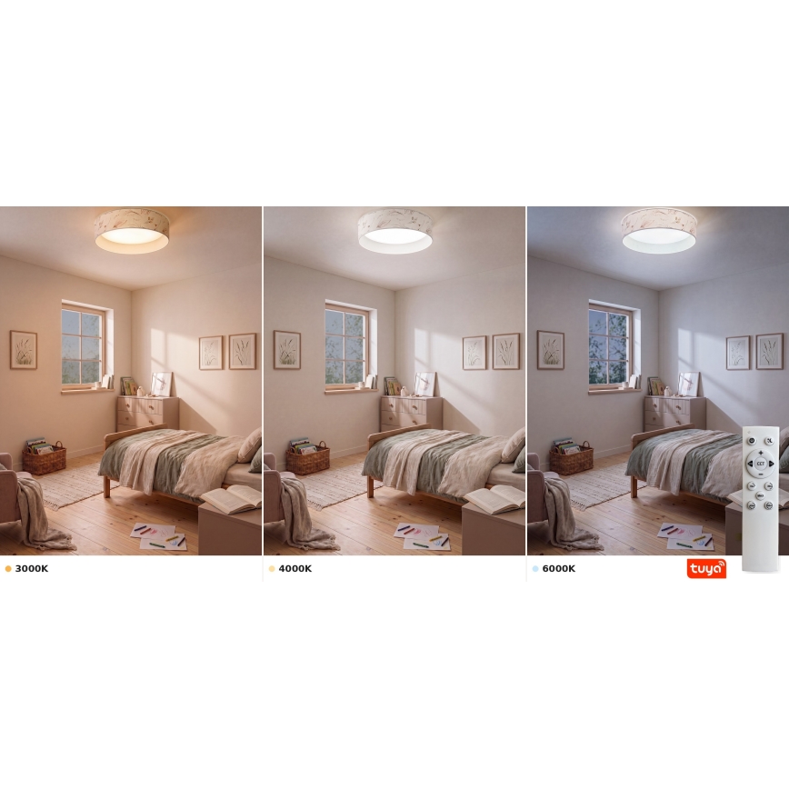 Brilagi - LED stmievateľné stropné svietidlo VELVET SMARTIX LED/36W/230V 3000–6000K pr. 55 cm biela/kvetinový vzor Wi-Fi Tuya Beacon + diaľkové ovládanie