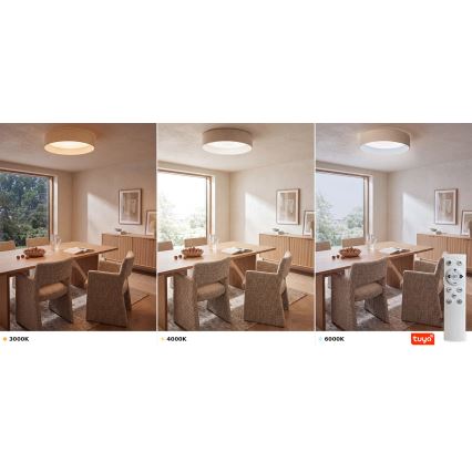 Brilagi - LED stmievateľné stropné svietidlo VELVET SMARTIX LED/36W/230V 3000-6000K priemer 55 cm krémová Wi-Fi Tuya Beacon + diaľkové ovládanie