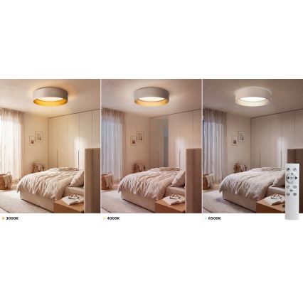 Brilagi - LED stmievateľné stropné svietidlo VELVET SMART VARI LED/24W/230V 3000-6500K pr. 45 cm krémová/zlatá + diaľkové ovládanie