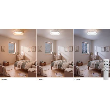 Brilagi - LED stmievateľné stropné svietidlo VELVET SMART VARI LED/24W/230V 3000-6500K pr. 45 cm biela/kvetinový vzor + diaľkové ovládanie