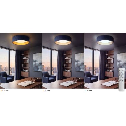 Brilagi - LED stmievateľné stropné svietidlo VELVET SMART VARI LED/24W/230V 3000-6500K pr. 45 cm modrá/zlatá + diaľkové ovládanie