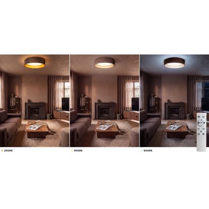 Brilagi - LED Stlmiteľné stropné svietidlo VELVET SMART VARI LED/24W/230V 3000-6500K pr. 45 cm hnedá/zlatá + diaľkové ovládanie