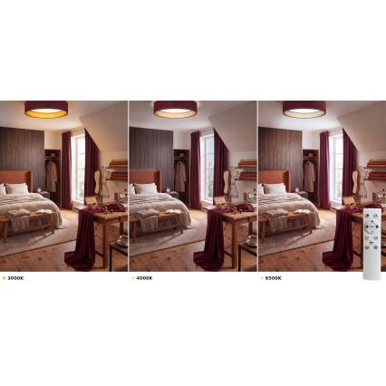Brilagi - LED stmievateľné stropné svietidlo VELVET SMART VARI LED/24W/230V 3000-6500K priemer 45 cm bordová/zlatá + diaľkové ovládanie