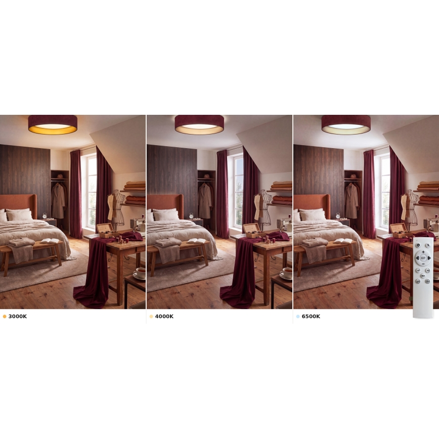Brilagi - LED stmievateľné stropné svietidlo VELVET SMART VARI LED/24W/230V 3000-6500K priemer 45 cm bordová/zlatá + diaľkové ovládanie