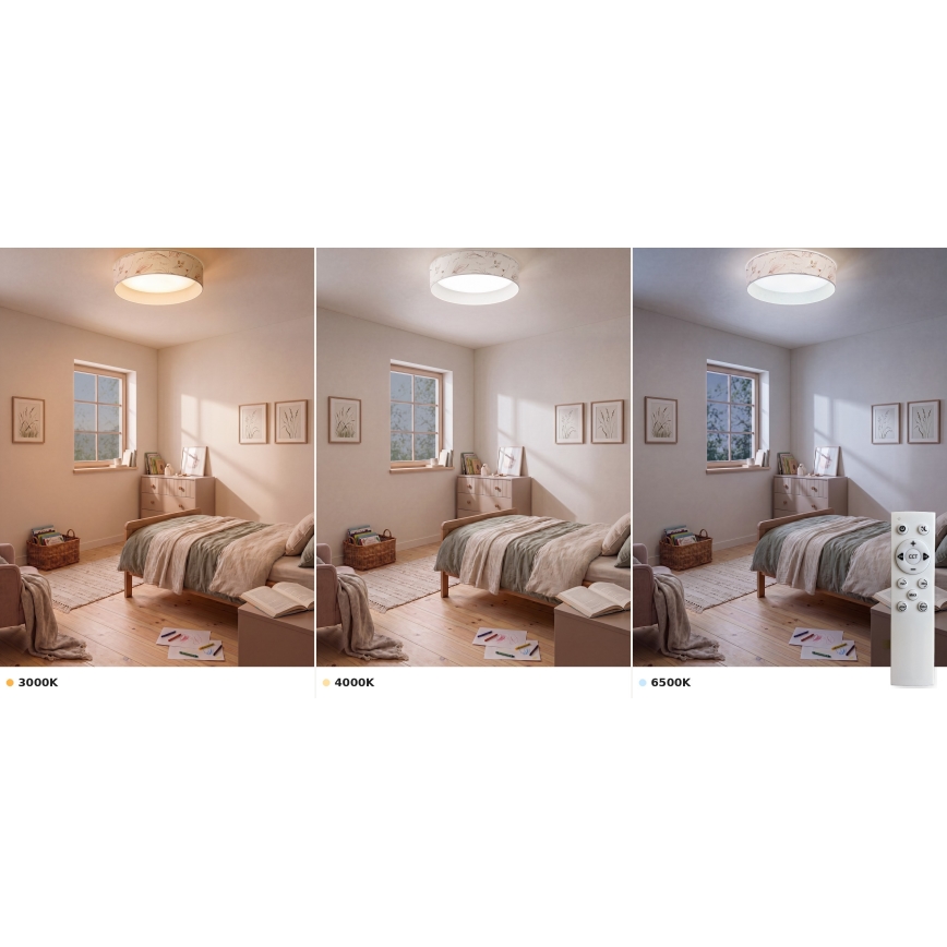 Brilagi - LED stmievateľné stropné svietidlo VELVET SMART VARI LED/36W/230V 3000-6500K pr. 55 cm biela/kvetinový vzor + diaľkové ovládanie