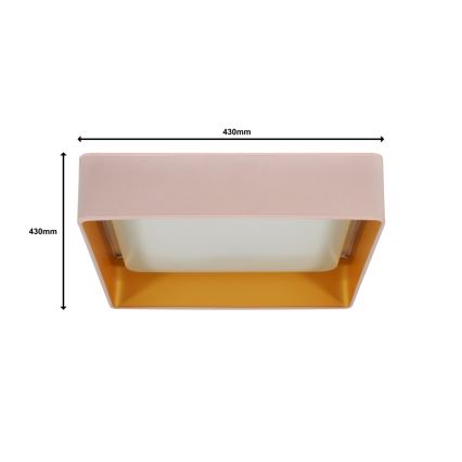 Brilagi - LED Stmievateľné stropné svietidlo VELVET SQUARE LED/24W/230V 3000/4000/6500K + diaľkové ovládanie ružová