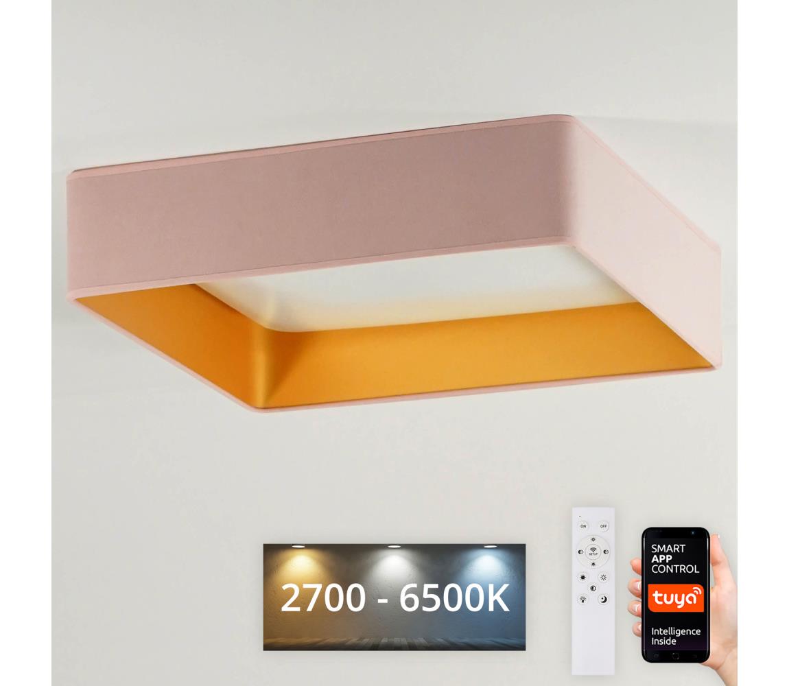 Brilagi-LED Stmievateľné svietidlo VELVET SQUARE LED/36W/230V Wi-Fi Tuya + diaľkové ovládanie ružové