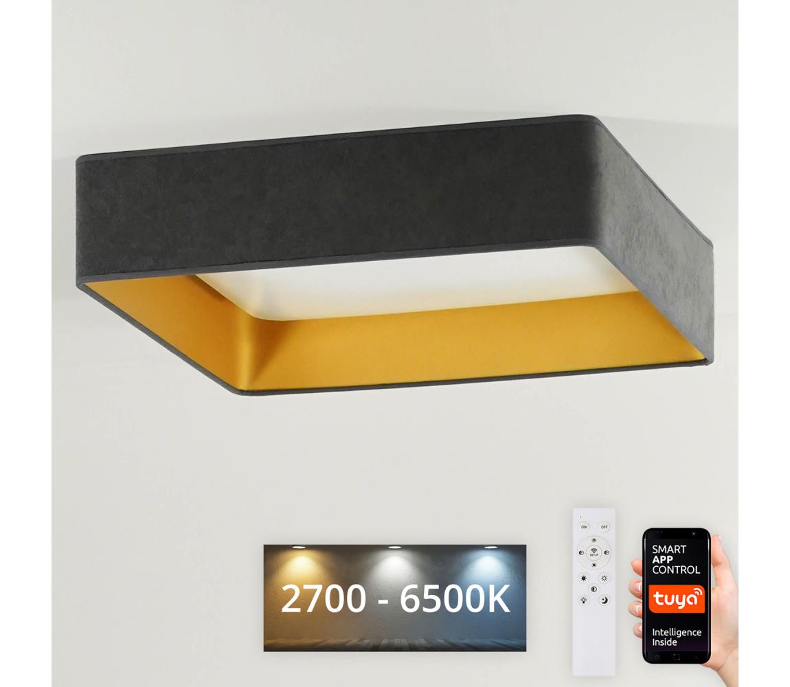 Brilagi-LED Stmievateľné svietidlo VELVET SQUARE LED/36W/230V Wi-Fi Tuya+DO šedá