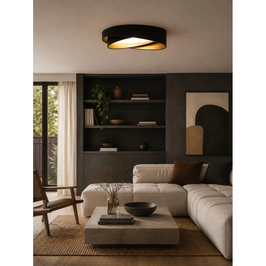 BRILAGI - LED stmievateľné stropné svietidlo VELVET TWIST LED/36W/230V 3000-6000K pr. 65 cm Wi-Fi Tuya Beacon čierna/zlatá + diaľkové ovládanie