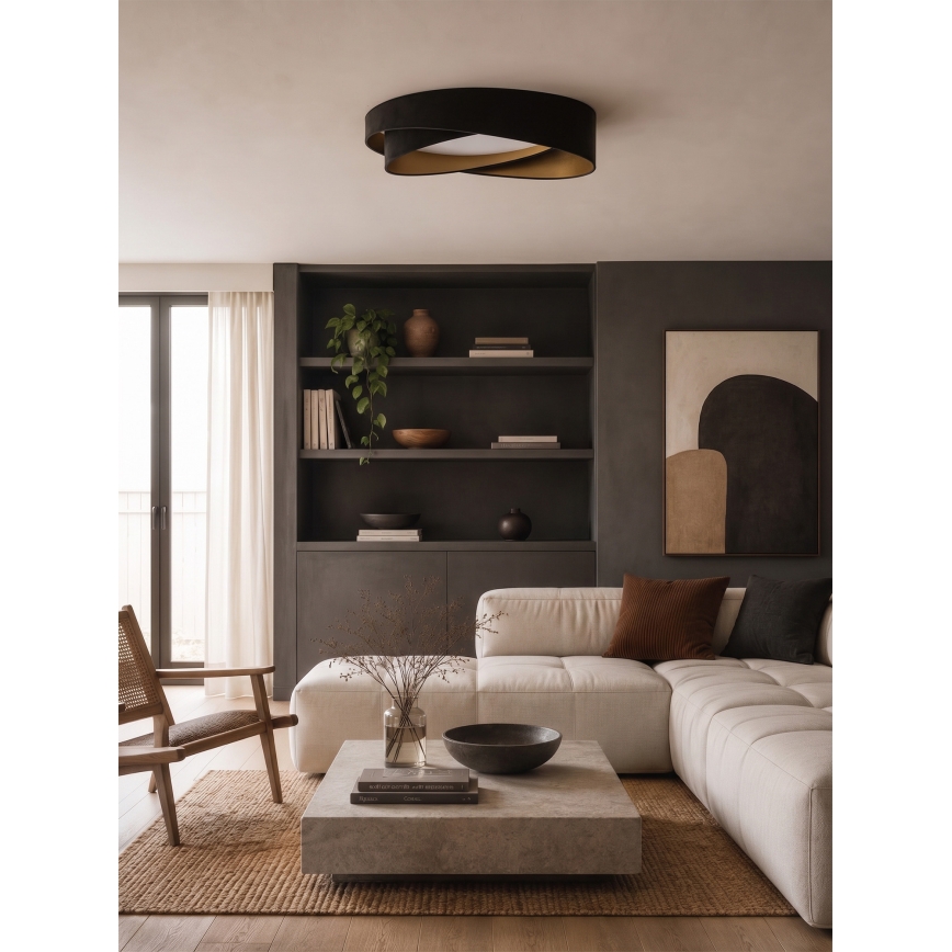 BRILAGI - LED stmievateľné stropné svietidlo VELVET TWIST LED/36W/230V 3000-6000K pr. 65 cm Wi-Fi Tuya Beacon čierna/zlatá + diaľkové ovládanie