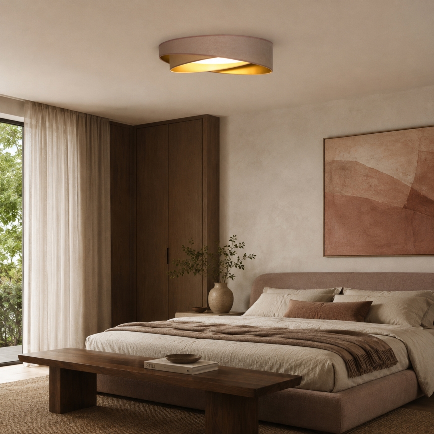 BRILAGI - LED Stmievateľné stropné svietidlo VELVET TWIST LED/36W/230V 3000-6000K pr. 65 cm Wi-Fi Tuya Beacon béžová/zlatá + diaľkové ovládanie