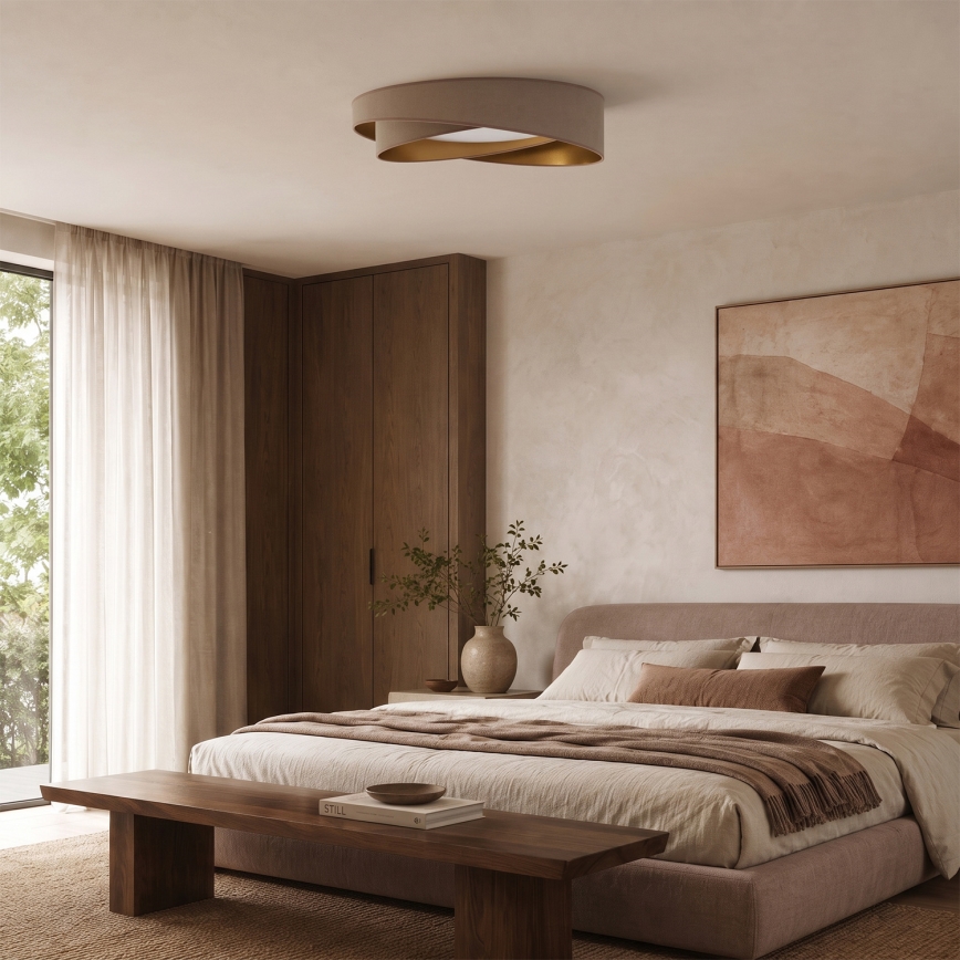 BRILAGI - LED Stmievateľné stropné svietidlo VELVET TWIST LED/36W/230V 3000-6000K pr. 65 cm Wi-Fi Tuya Beacon béžová/zlatá + diaľkové ovládanie