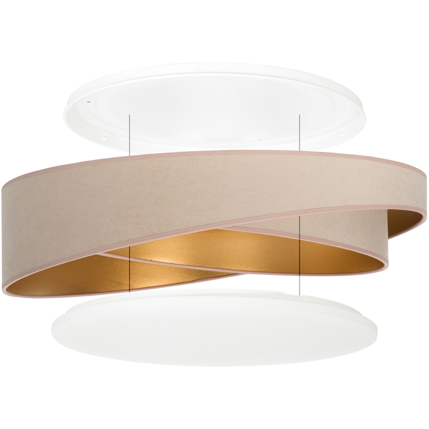BRILAGI - LED Stmievateľné stropné svietidlo VELVET TWIST LED/36W/230V 3000-6000K pr. 65 cm Wi-Fi Tuya Beacon béžová/zlatá + diaľkové ovládanie
