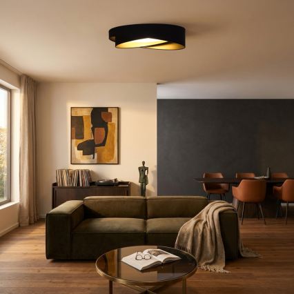 BRILAGI - LED stmievateľné stropné svietidlo VELVET TWIST LED/36W/230V 3000-6000K priemer 65 cm Wi-Fi Tuya Beacon čierna/zlatá + diaľkové ovládanie