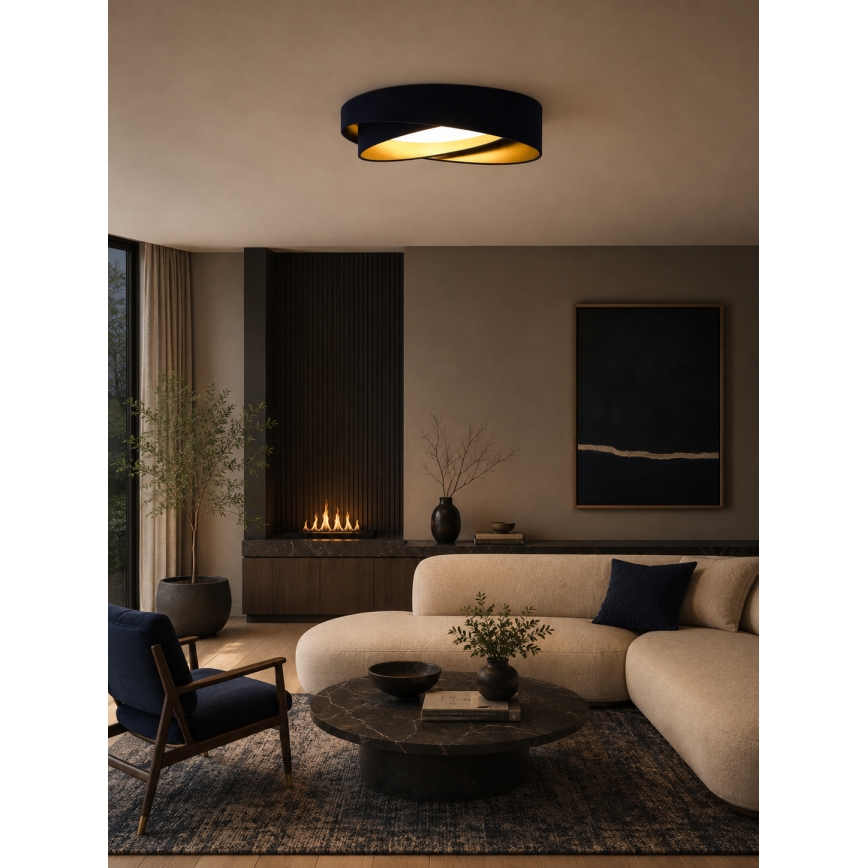BRILAGI - LED stmievateľné stropné svietidlo VELVET TWIST LED/36W/230V 3000-6000K pr. 65 cm Wi-Fi Tuya Beacon modrá/zlatá + diaľkové ovládanie