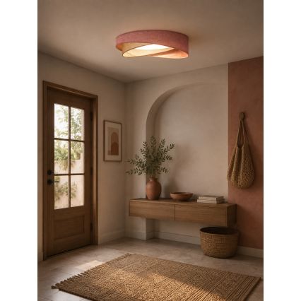 BRILAGI - LED Stmievateľné stropné svietidlo VELVET TWIST LED/36W/230V 3000-6000K pr. 65 cm Wi-Fi Tuya Beacon ružová/krémová + diaľkové ovládanie
