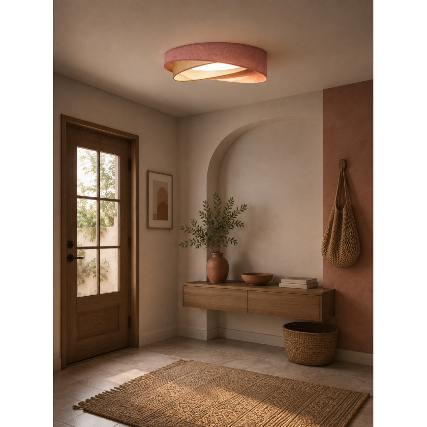 BRILAGI - LED Stmievateľné stropné svietidlo VELVET TWIST LED/36W/230V 3000-6000K pr. 65 cm Wi-Fi Tuya Beacon ružová/krémová + diaľkové ovládanie
