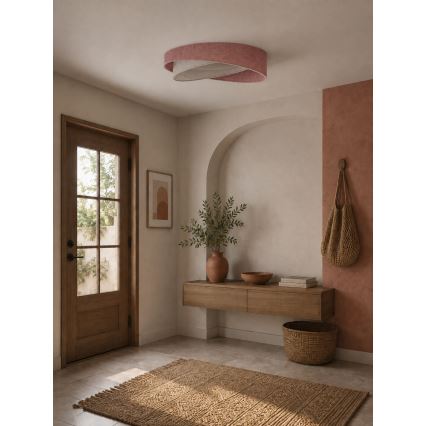 BRILAGI - LED Stmievateľné stropné svietidlo VELVET TWIST LED/36W/230V 3000-6000K pr. 65 cm Wi-Fi Tuya Beacon ružová/krémová + diaľkové ovládanie