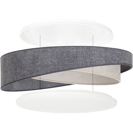 BRILAGI - LED stmievateľné stropné svietidlo VELVET TWIST LED/36W/230V 3000-6000K priemer 65 cm Wi-Fi Tuya Beacon sivá/krémová + diaľkové ovládanie