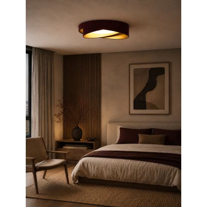 BRILAGI - LED stmievateľné stropné svietidlo VELVET TWIST LED/36W/230V 3000-6000K pr. 65 cm Wi-Fi Tuya Beacon vínová/zlatá + diaľkové ovládanie