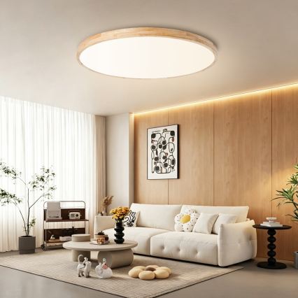 Brilagi - LED stmievateľné stropné svietidlo WOODLINE LED/128W/230V 3000-6000K dub pr. 100 cm + diaľkové ovládanie