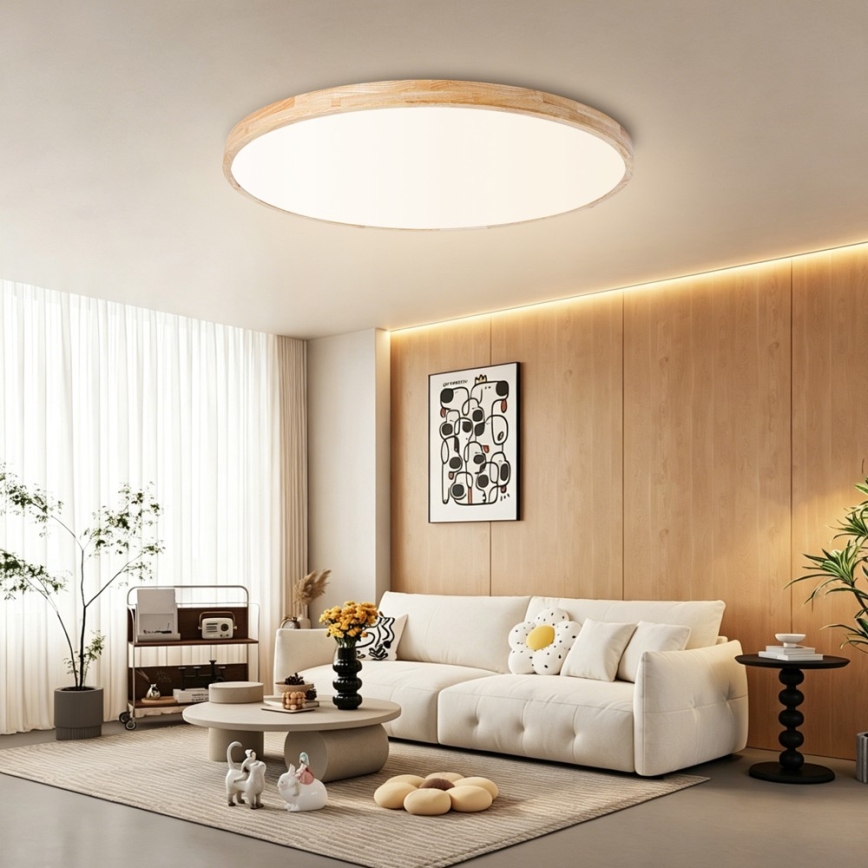 Brilagi - LED stmievateľné stropné svietidlo WOODLINE LED/128W/230V 3000-6000K dub pr. 100 cm + diaľkové ovládanie