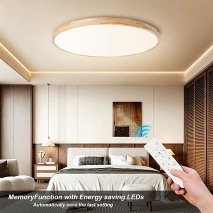 Brilagi - LED stmievateľné stropné svietidlo WOODLINE LED/128W/230V 3000-6000K dub pr. 100 cm + diaľkové ovládanie