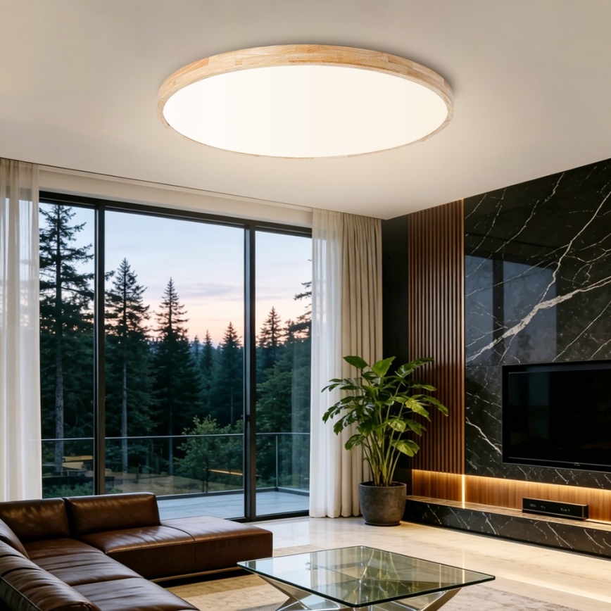 Brilagi - LED stmievateľné stropné svietidlo WOODLINE LED/128W/230V 3000-6000K dub pr. 100 cm + diaľkové ovládanie