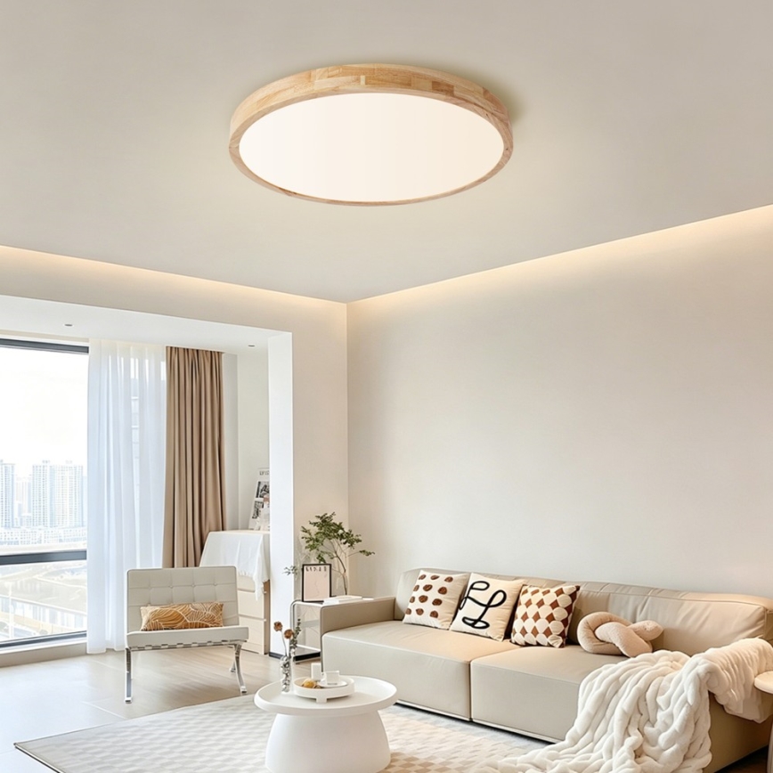 Brilagi - LED stmievateľné stropné svietidlo WOODLINE LED/72W/230V 3000-6000K dub pr. 60 cm + diaľkové ovládanie