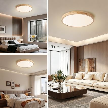 Brilagi - LED stmievateľné stropné svietidlo WOODLINE LED/72W/230V 3000-6000K dub pr. 60 cm + diaľkové ovládanie