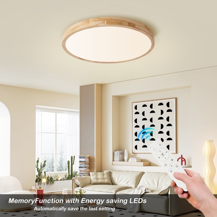 Brilagi - LED stmievateľné stropné svietidlo WOODLINE LED/72W/230V 3000-6000K dub pr. 60 cm + diaľkové ovládanie