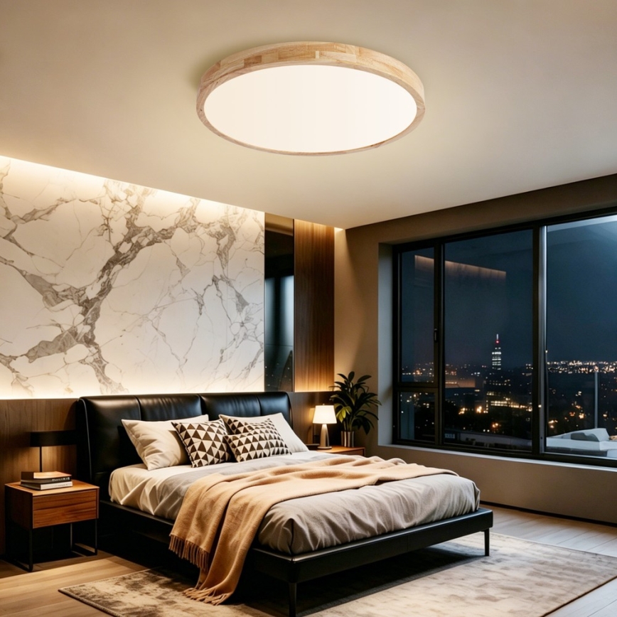 Brilagi - LED stmievateľné stropné svietidlo WOODLINE LED/72W/230V 3000-6000K dub pr. 60 cm + diaľkové ovládanie