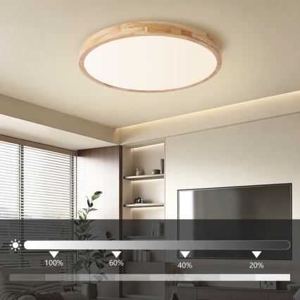 Brilagi - LED stmievateľné stropné svietidlo WOODLINE LED/72W/230V 3000-6000K dub pr. 60 cm + diaľkové ovládanie